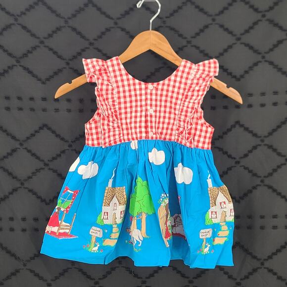 Eleanor Rose girls Little Red Riding hood top red gingham Size 6-7 Kidcore - Picture 2 of 6